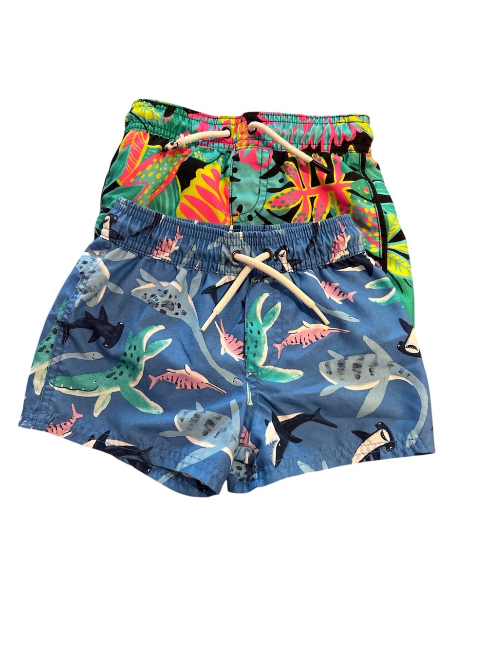 Kids Swim Shorts - Blue Shark Print